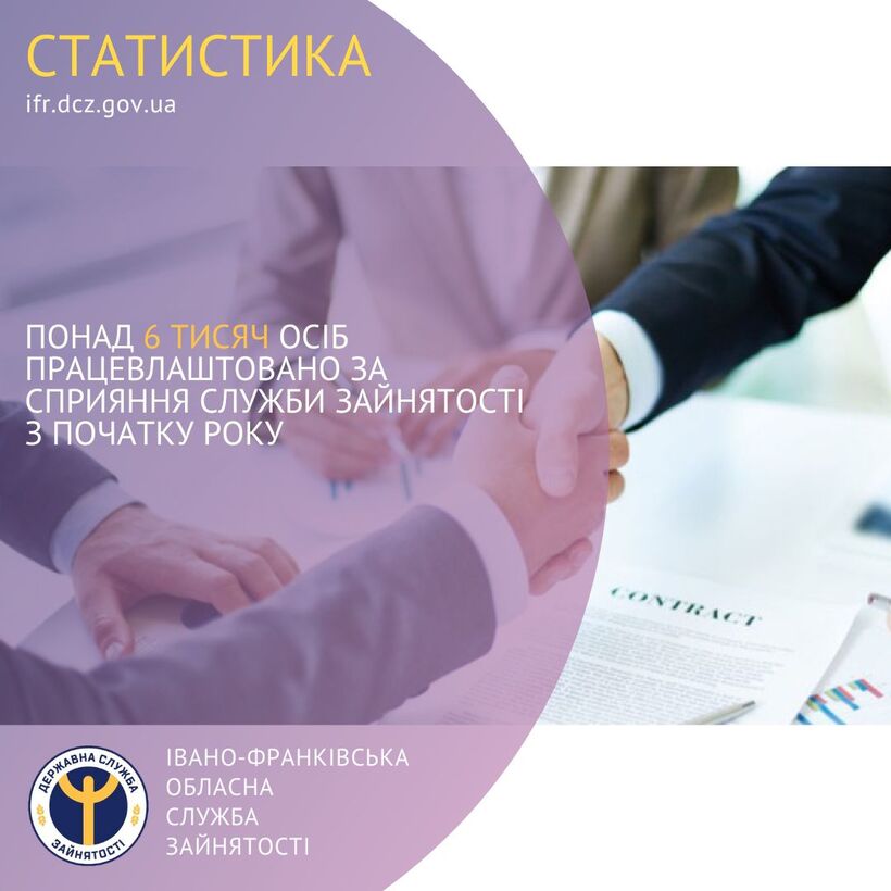 Понад 6 тисяч осіб були працевлаштовані за сприяння служби зайнятості від початку року 